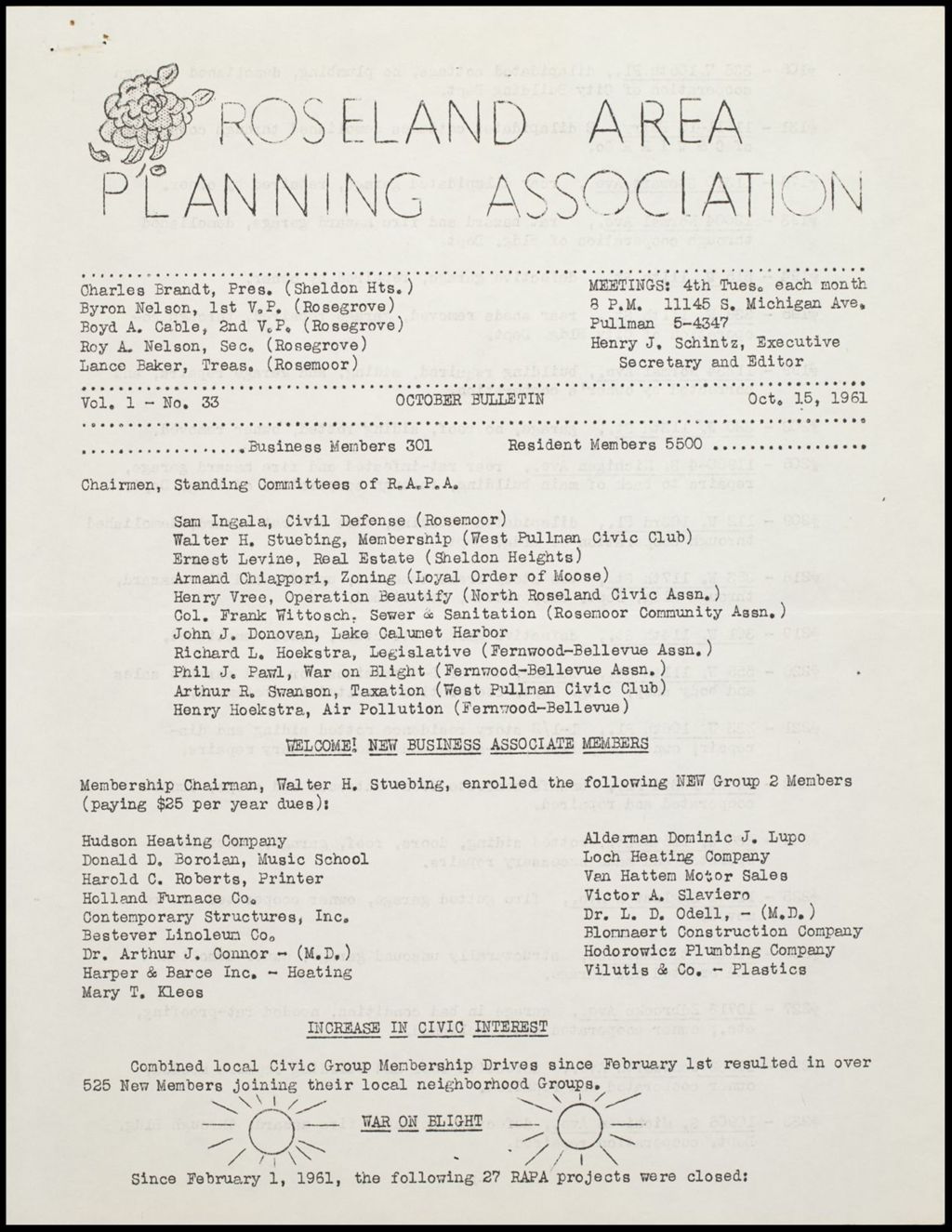 Roseland Area Planning Association (Folder 182)