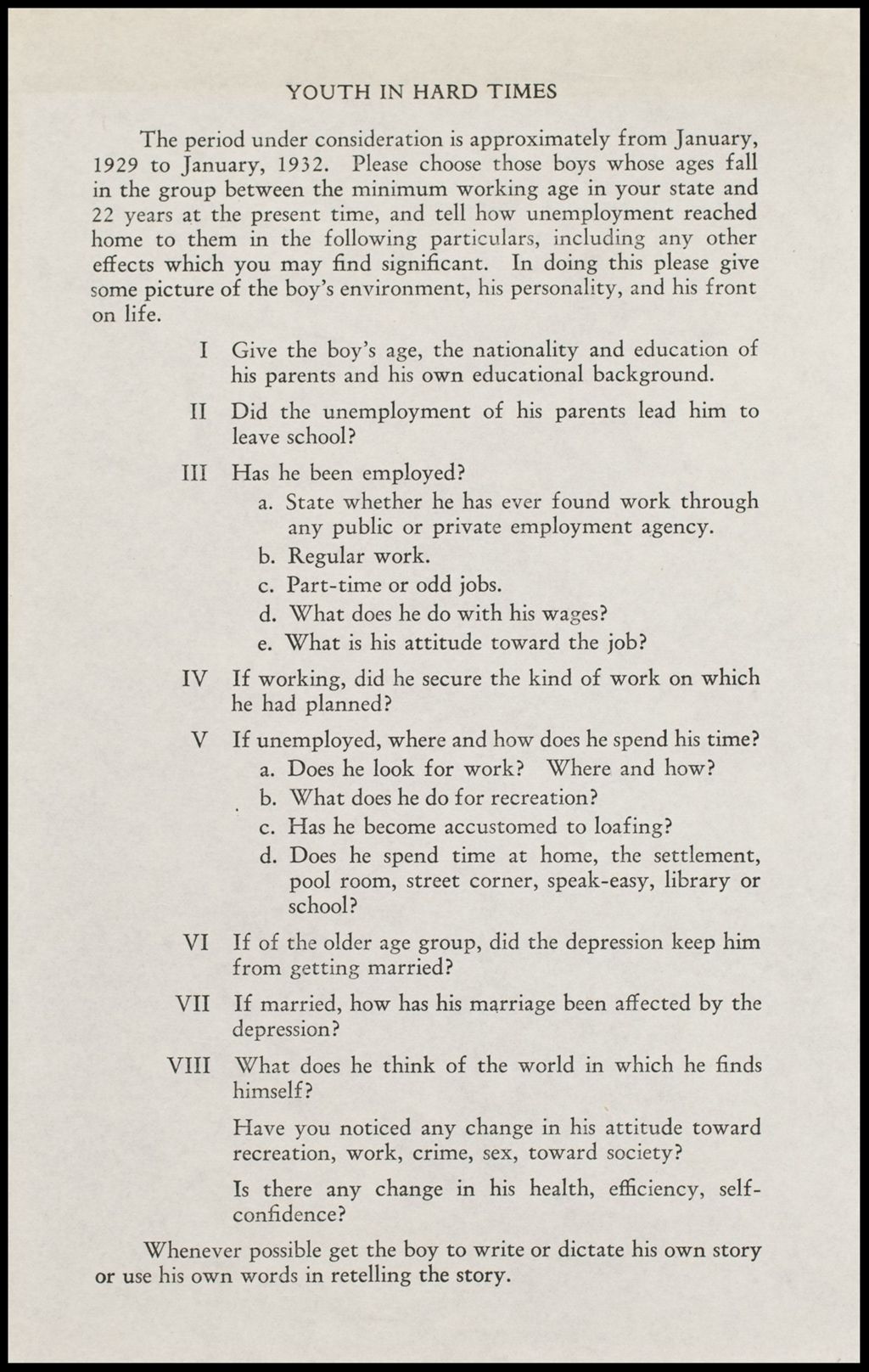 Labor - youth unemployment, 1932 (Folder 24)