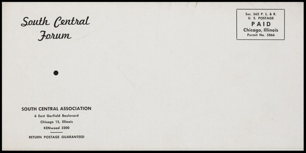 Race Relations - Chicago - South Central Association, 1945-1947 (Folder 30)