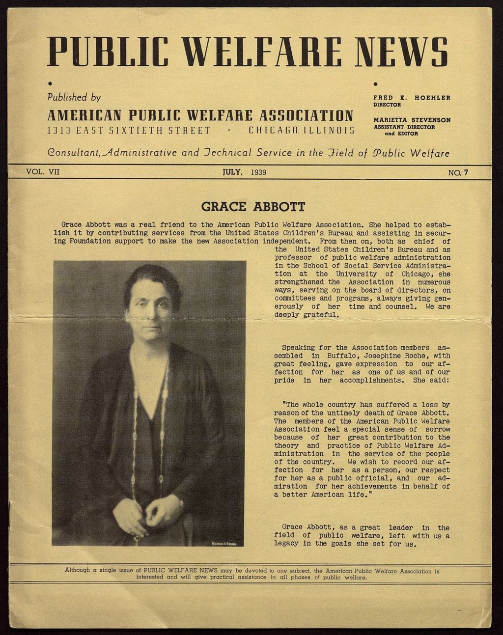 Miniature of Abbott, Grace - Reprinted articles on and by Grace Abbott, October 1920 - November 1939 (Folder 1)