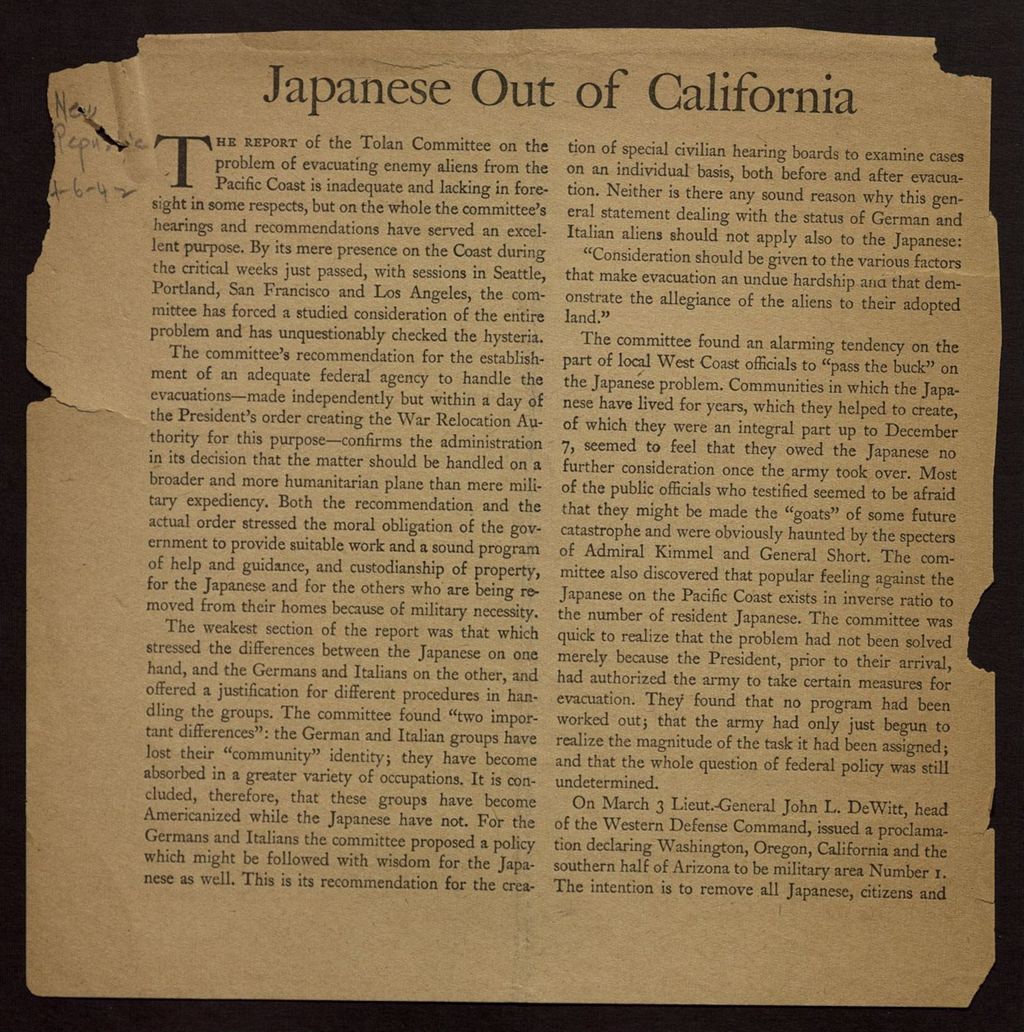 Miniature of Advisory Committee on Japanese Americans, 1942-1945 (Folder 38)