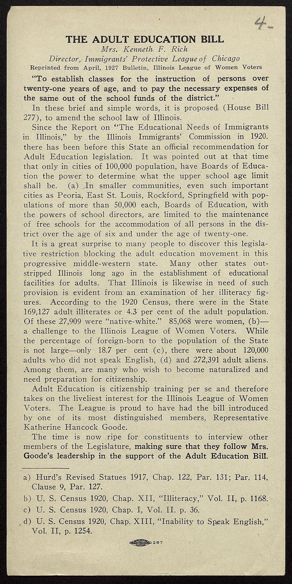 Miniature of Immigrants' Protective League Publicity, 1921-1927 (Folder 62)