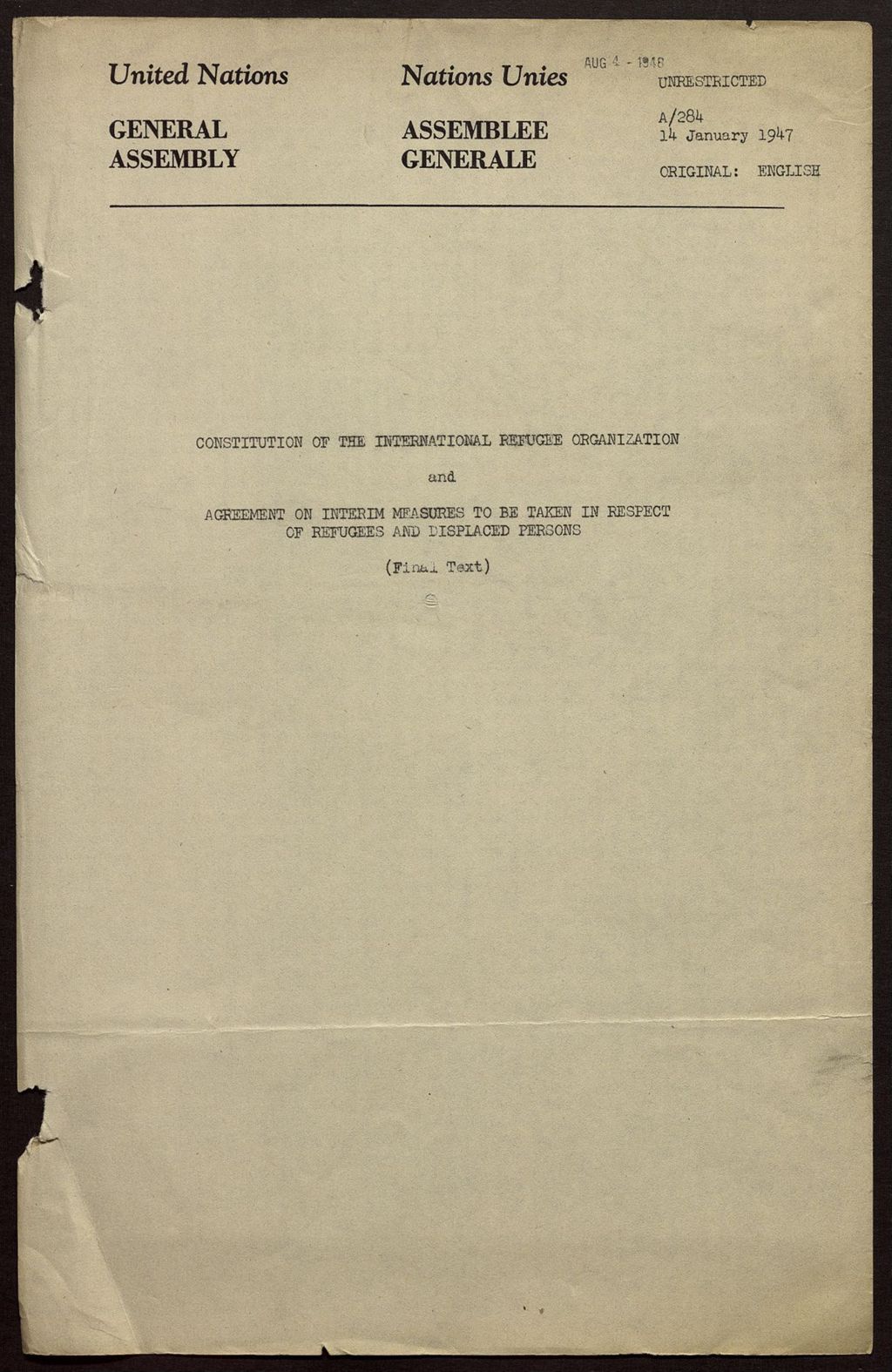 Miniature of International Refugee Organization, 1947-1949 (Folder 69)