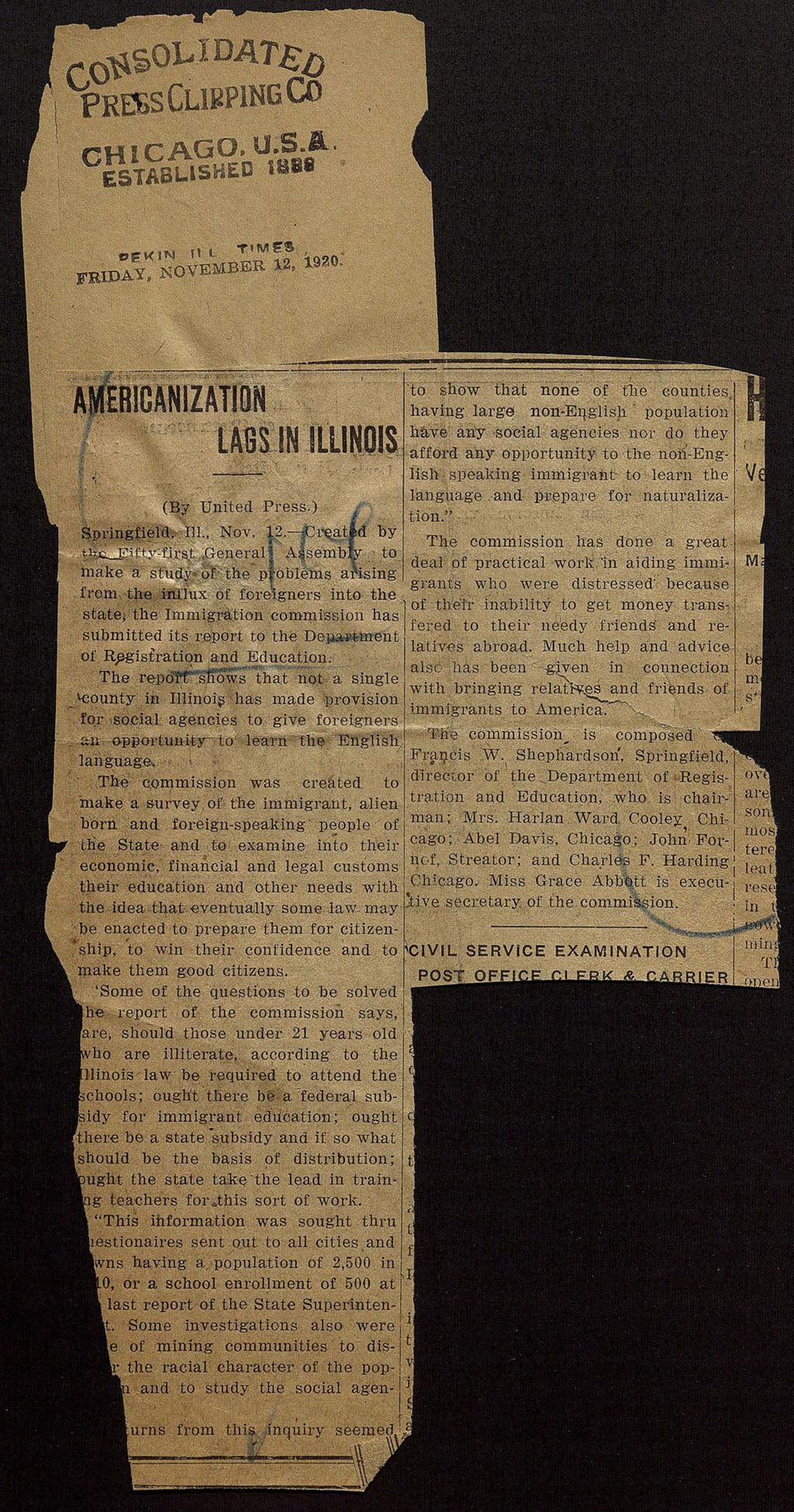 Miniature of Press Clippings on Immigration, 1920-1957 (Folder 98)