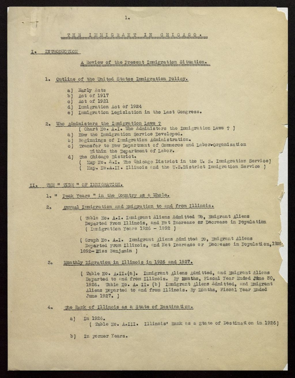 Miniature of Review of the Present Immigrant Situation, 1917-1933 (Folder 105)