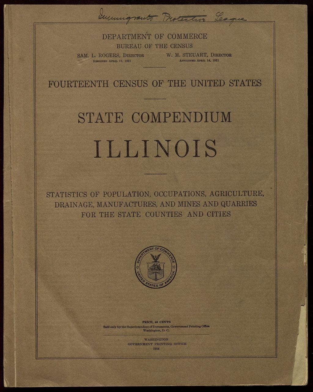 Miniature of United States Census - Citizenship, Immigration, Illiteracy, 1921-1928 (Folder 125)