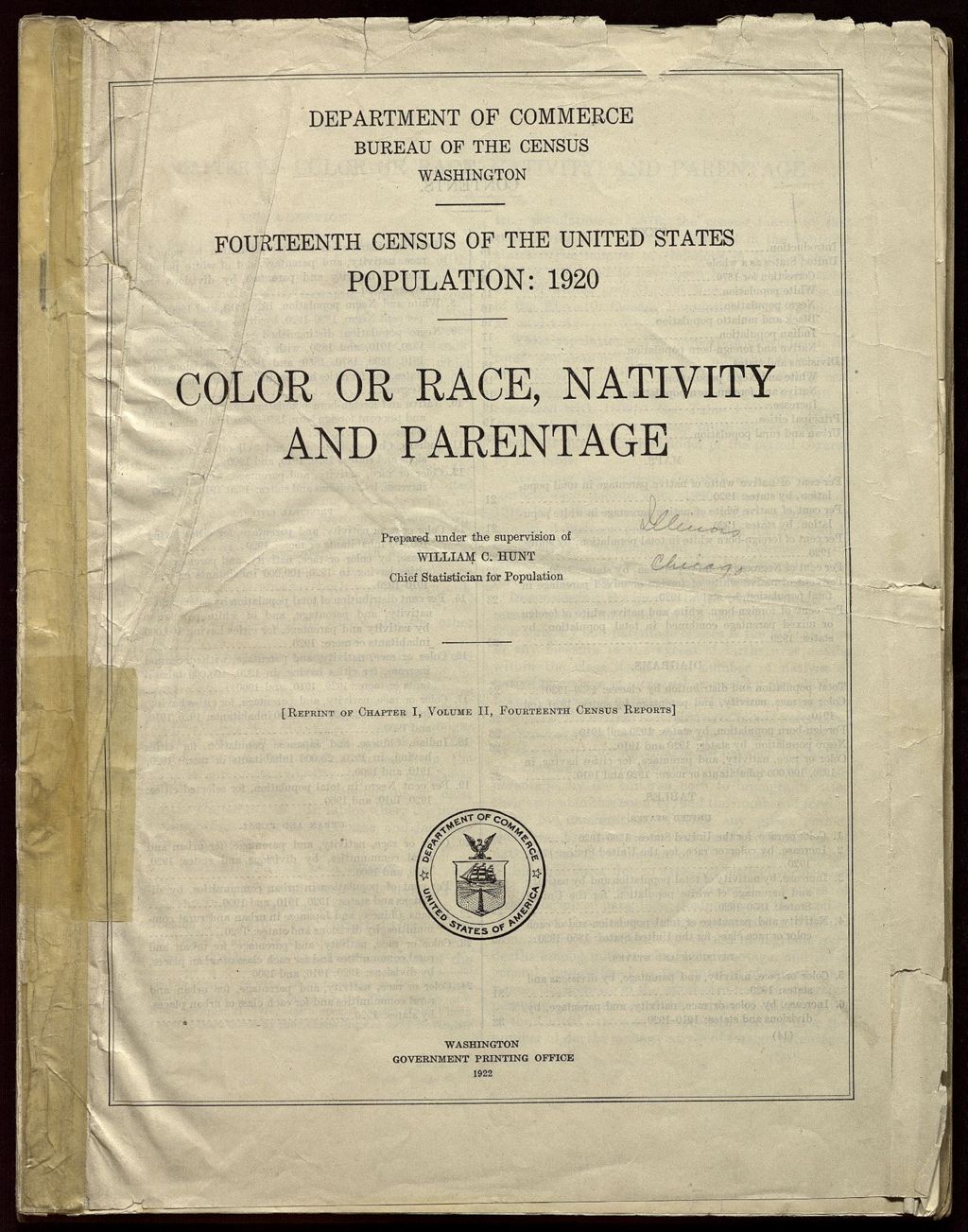 Miniature of United States Census - Citizenship, Immigration, Illiteracy, 1921-1928 (Folder 126)