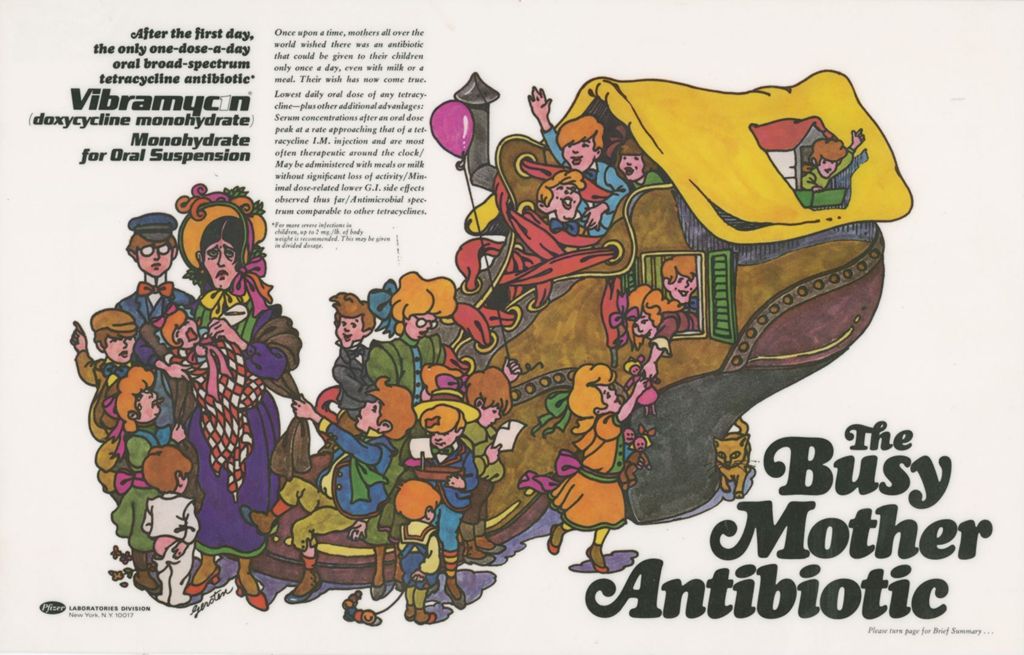 The Busy Mother Antibotic; advertisement for Vibramycin