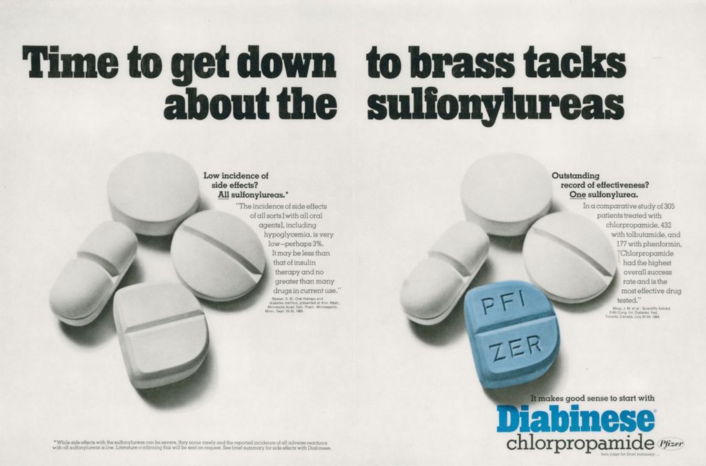 Time to get down to brass tacks about the sulfonylureas; advertisement for Diabinese