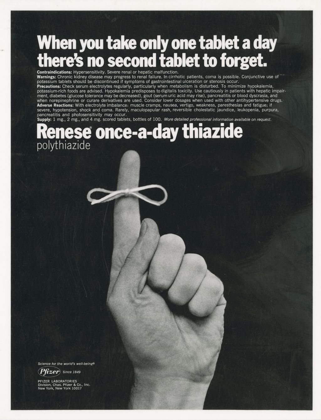 Miniature of Advertisement for Renese once-a-day thiazide