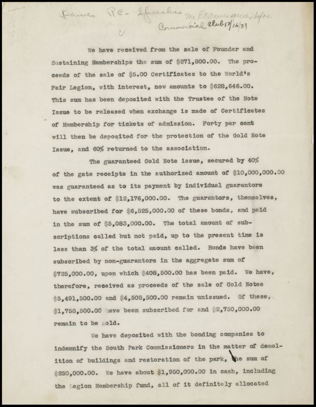 Speeches, 1928-1931 (Folder 4-47)