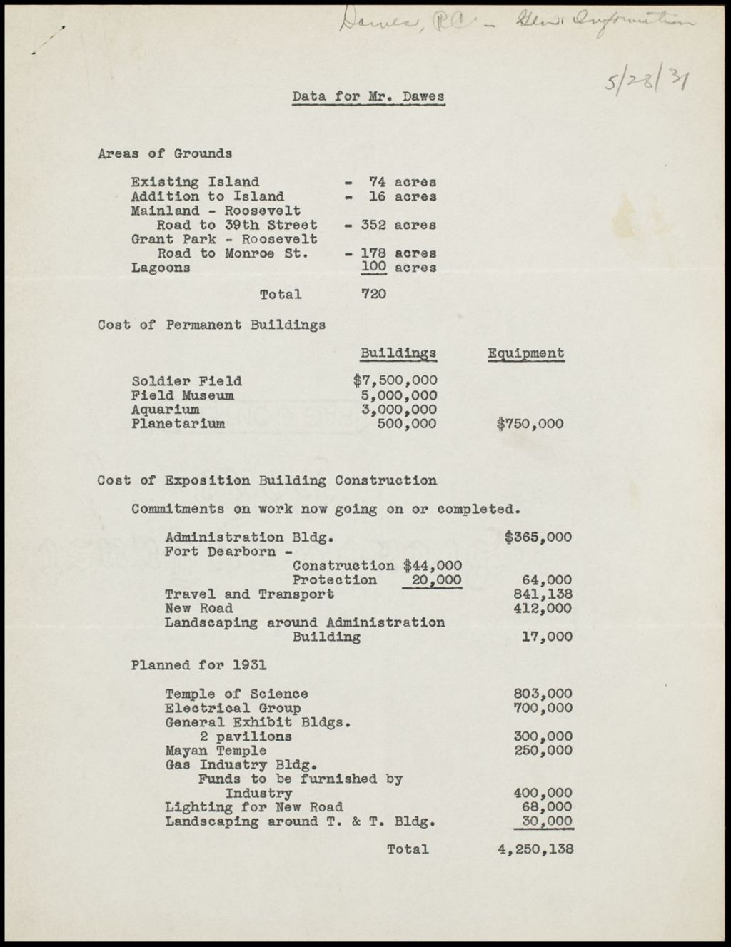 Miniature of Inter-office correspondence data, April 1930 - May 1931 (Folder 4-50)
