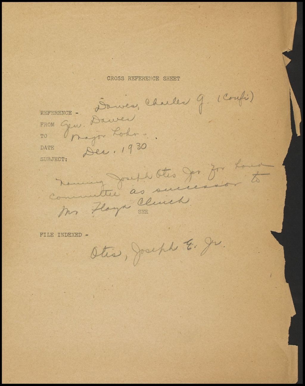Miniature of Danes, Charles G., correspondence, May - December, 1930 (Folder 9-25)