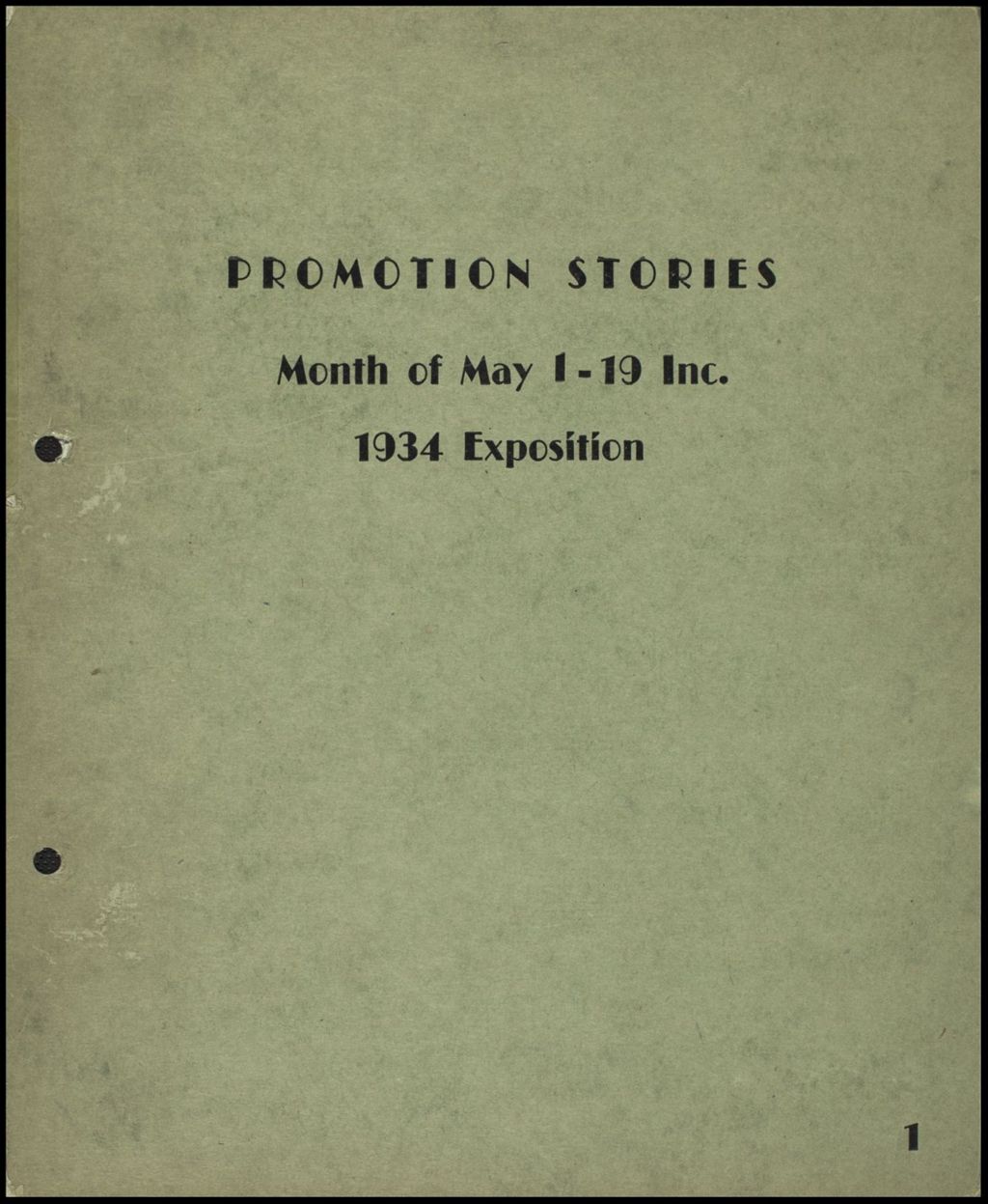 Miniature of Promotion Stories, May 1934 (Folder 14-47)