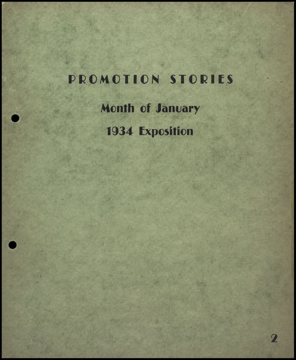 Miniature of Promotion Stories, January 1934  (Folder 14-85)