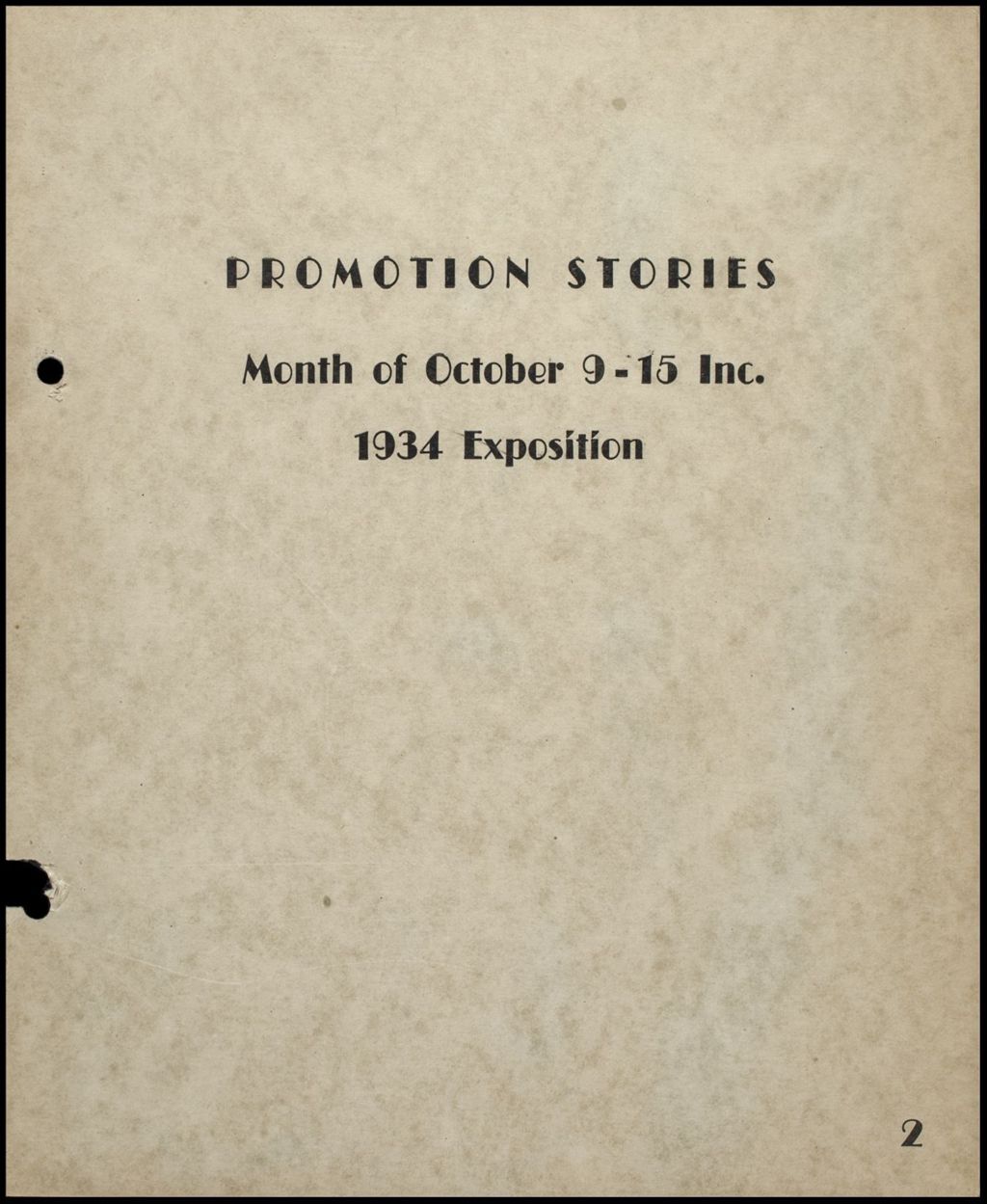 Miniature of Promotion Stories, October 1934 (Folder 14-127)