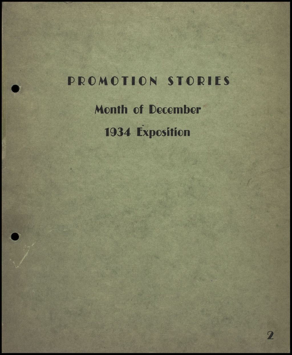 Miniature of Promotion Stories, December 1934 (Folder 14-131)