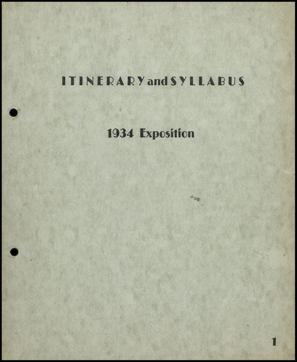 Miniature of Itinerary and Syllabus, 1934 (Folder 14-139)