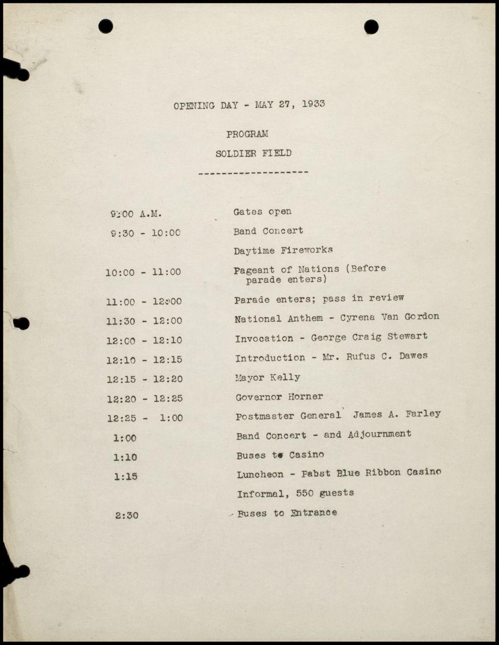 Miniature of Events - Ceremonial, 1933 (Folder 14-186)