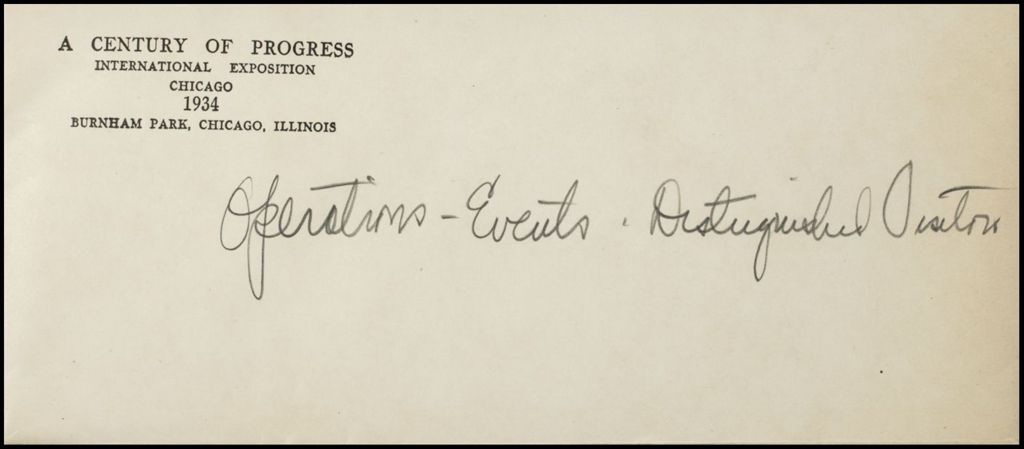 Events - Distinguished Visitors, 1934 (Folder 14-188)