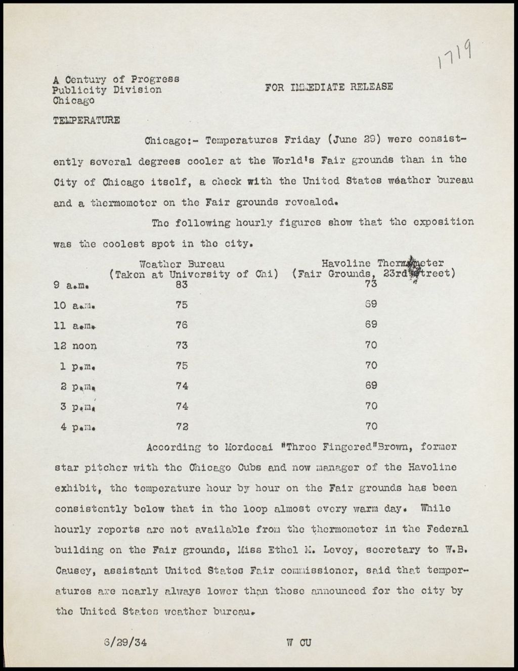 Events - Weather, 1934 (Folder 14-206)