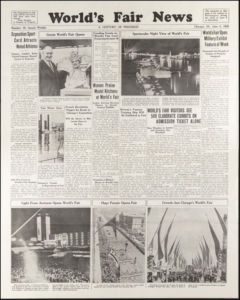 Miniature of World's Fair News, June - October 1933 (Folder 14-208)