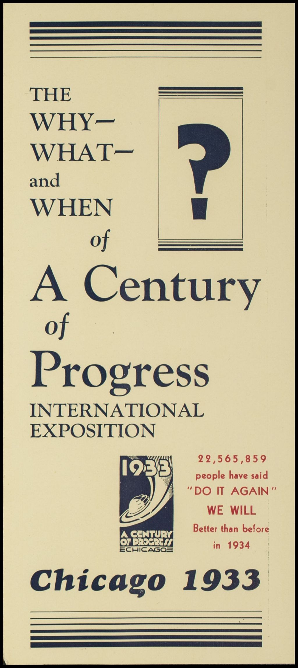 The Why, What and When of A Century of Progress, 1933 (Folder 16-164)