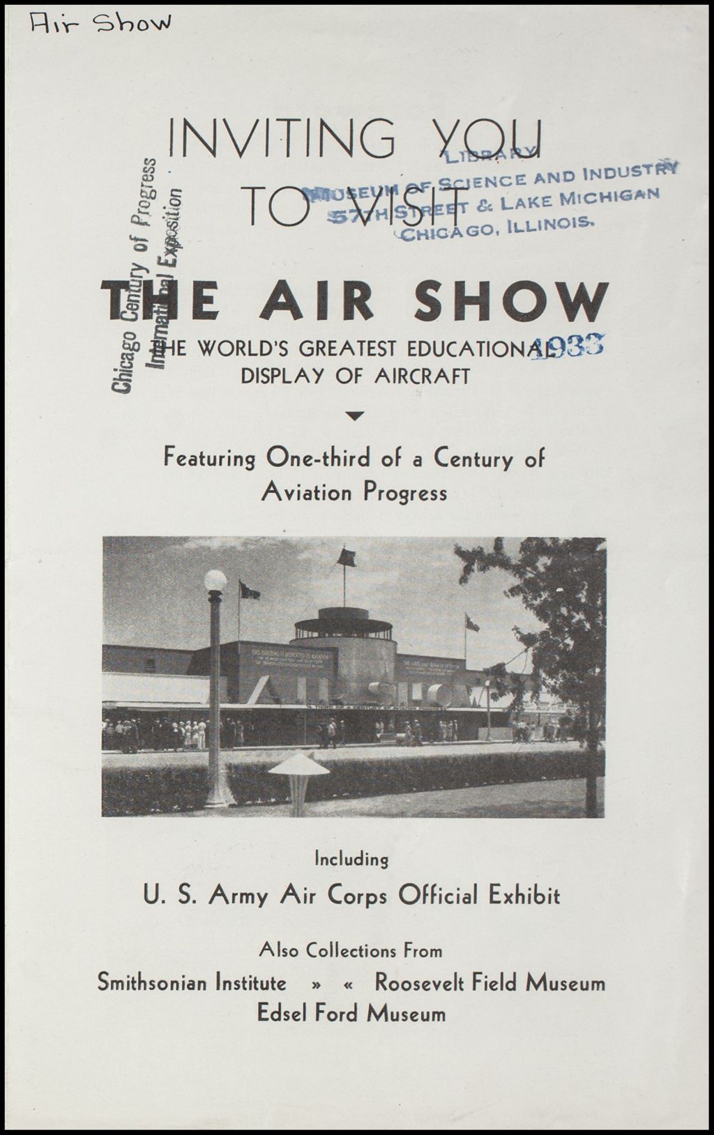 Inviting you to visit the Air Show, the world's greatest educational display of aircraft (Folder 16-254)