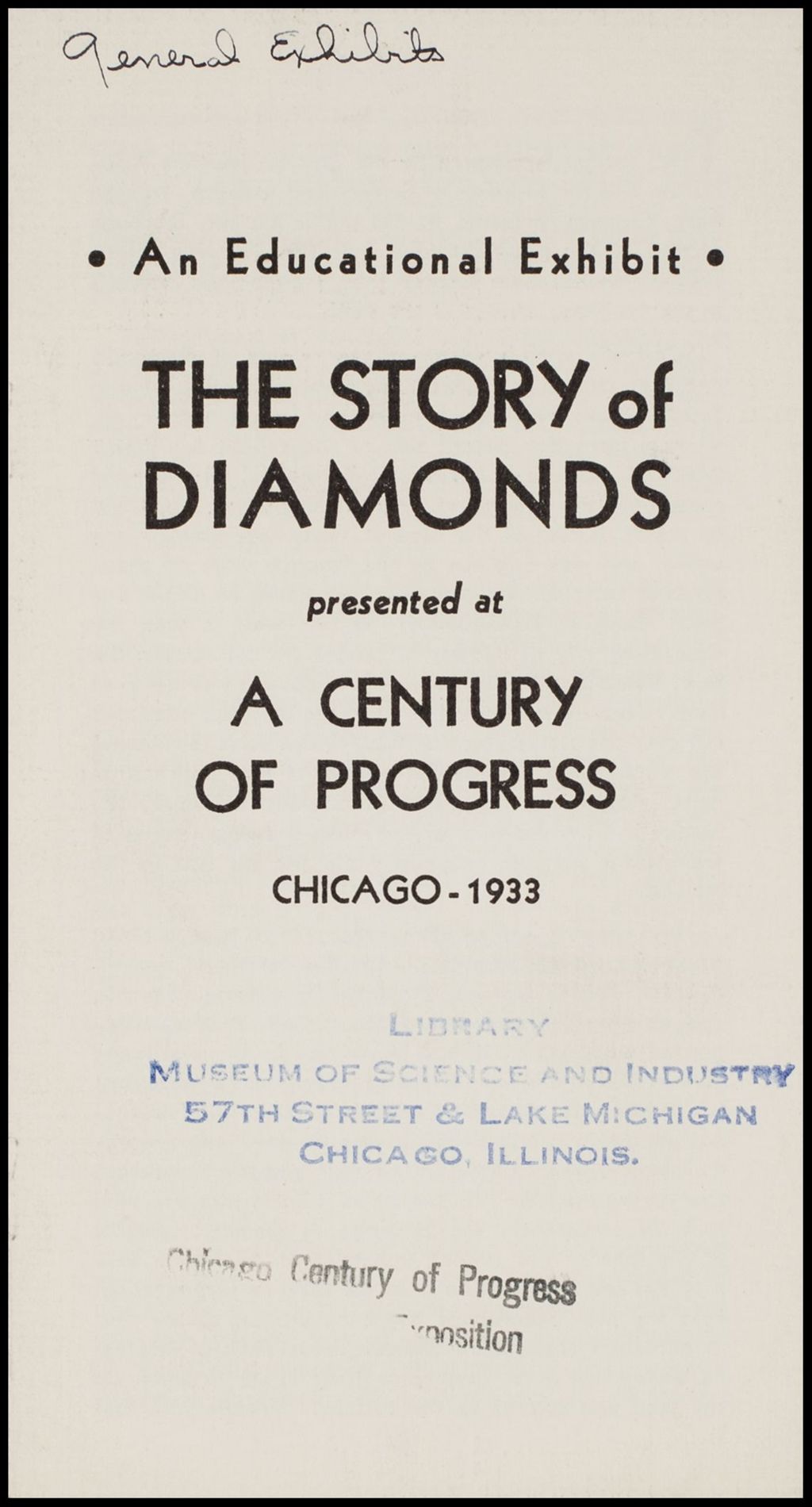 Diamond exhibit (Folder 16-301)