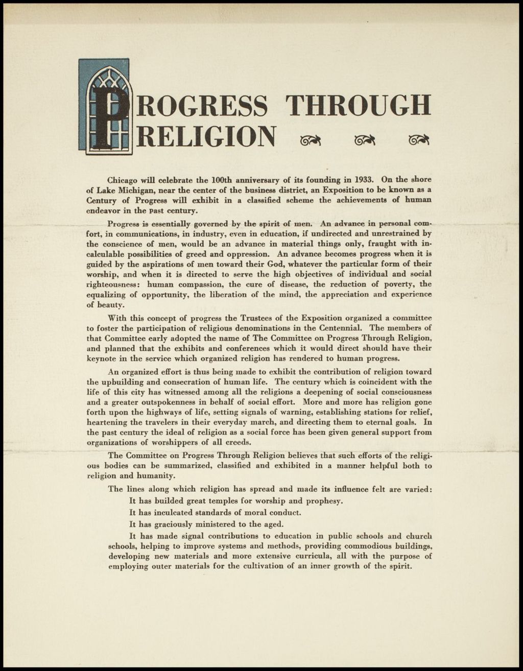 Hall of Religion, 1933 (Folder 16-310)