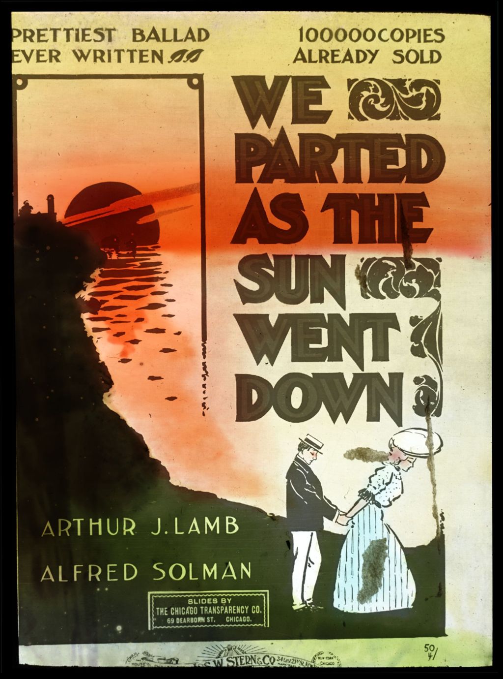 Color broadside of We Parted as the Sun Went Down