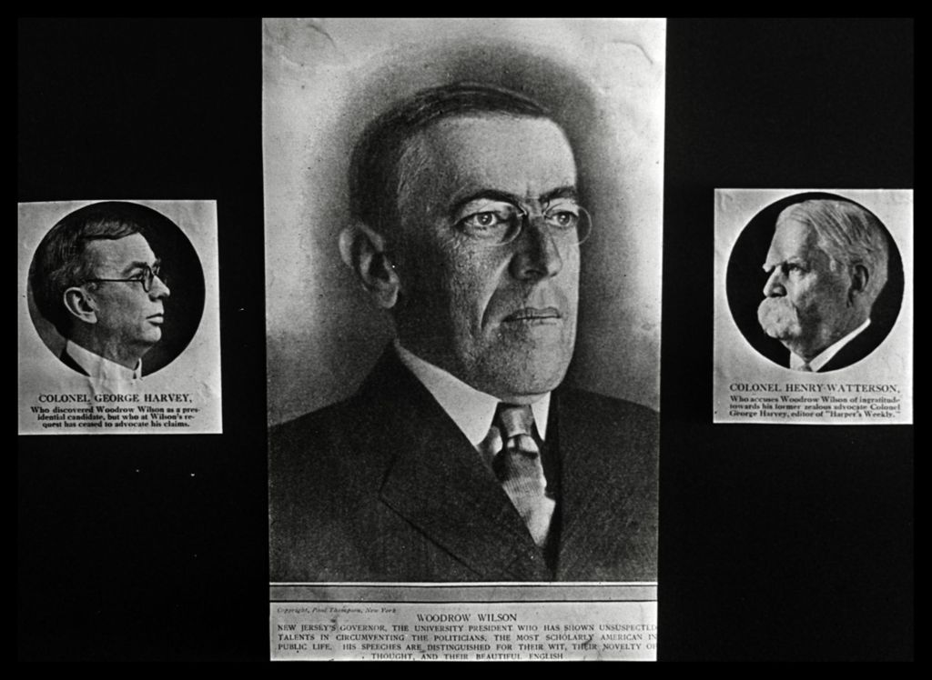 Miniature of Portraits of Woodrow Wilson, the twenty-eighth President of the United States; Colonel George Harvey (left); and Colonel Henry Watterson (right)