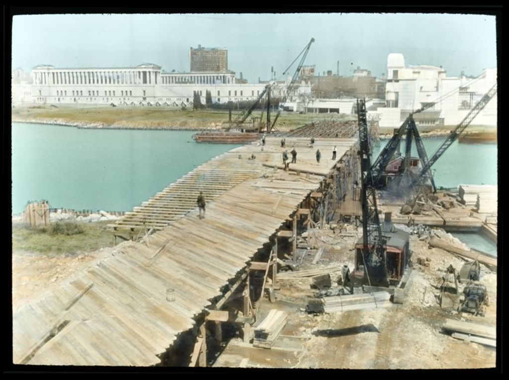 Bridge at the Century of Progress world's fair during construction