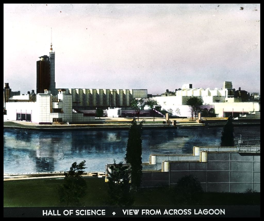 Miniature of View of the Hall of Science from across the lagoon.