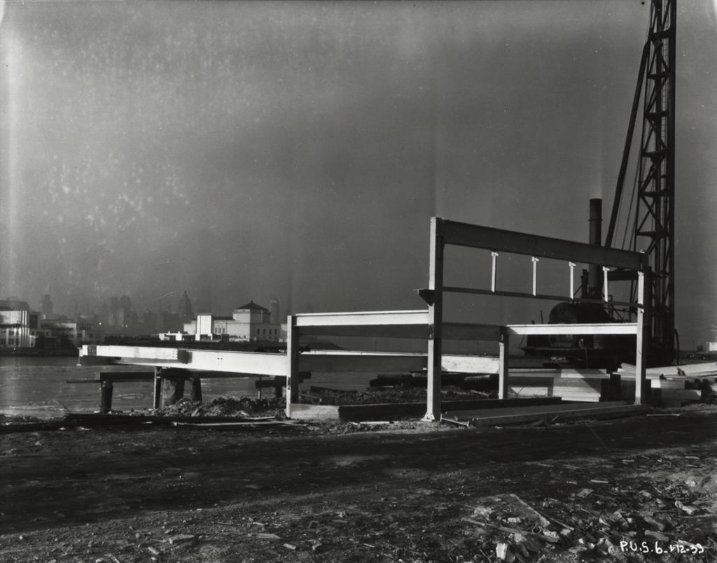 Construction of the Federal Building on Northerly Island adjacent to the Court of States exhibit
