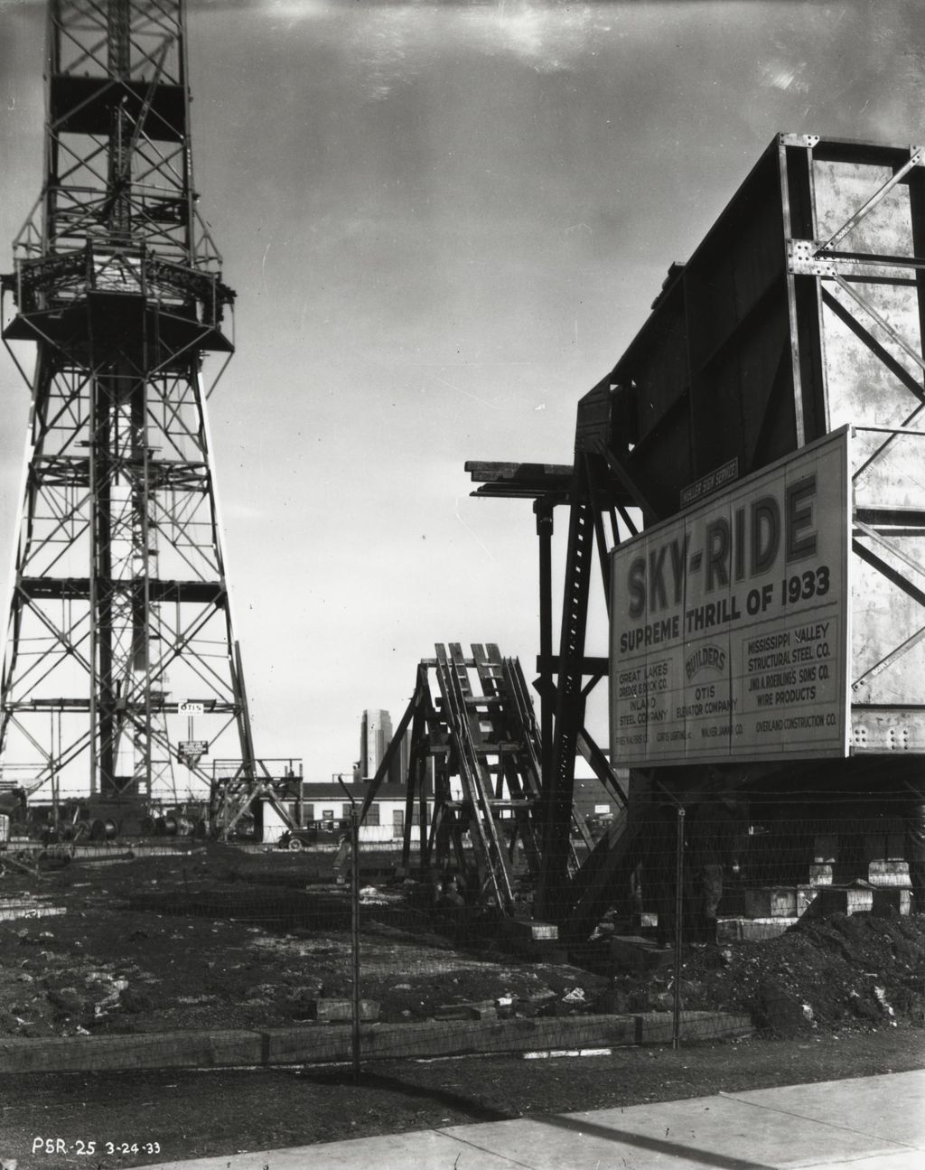 Century of Progress Skyride towers in 1933