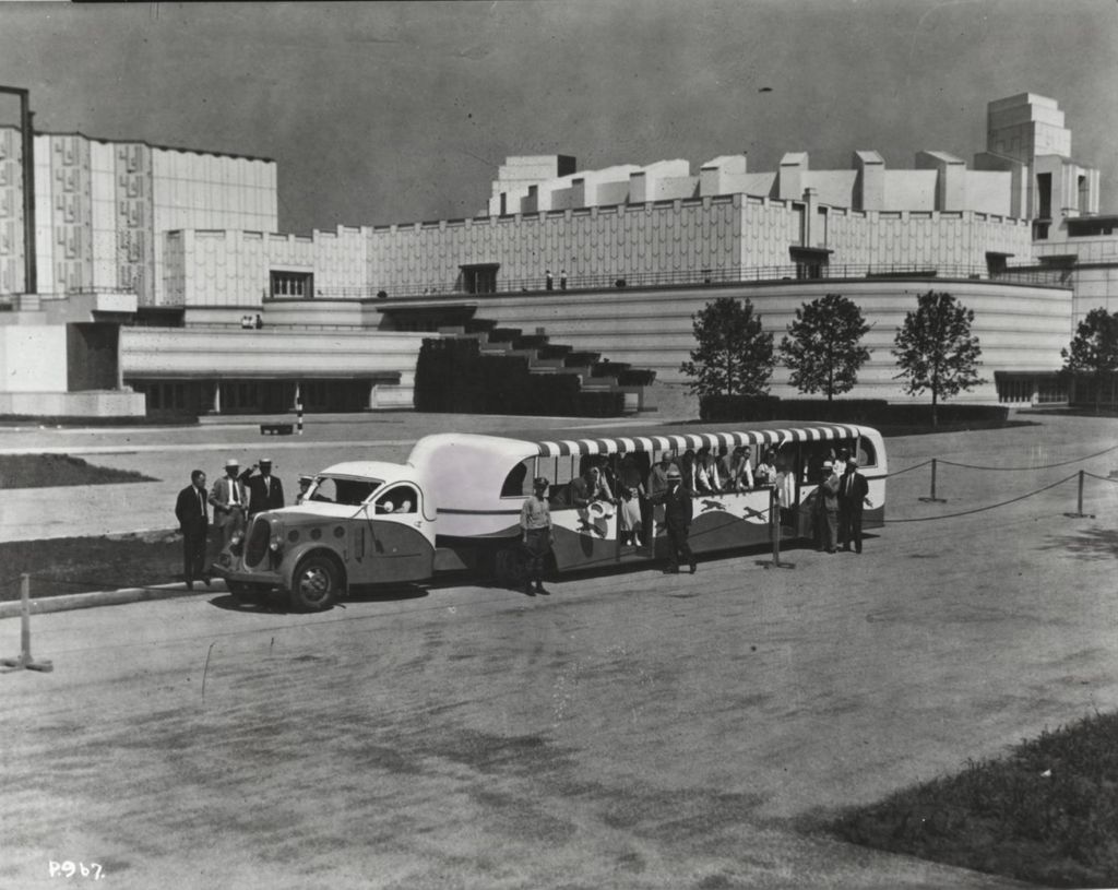 Miniature of The Century of Progress Greyhound tour bus, which carried over 20 million attendees around the fairgrounds.