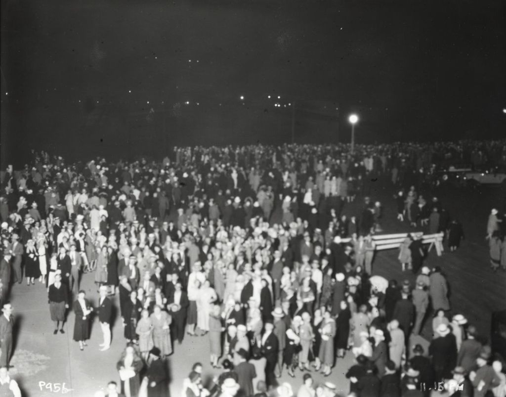 Miniature of Night photograph of pedestrian traffic at A Century of Progress International Exposition.