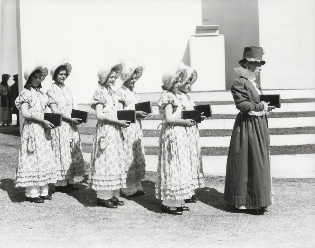 Miniature of Procession of women in period costume