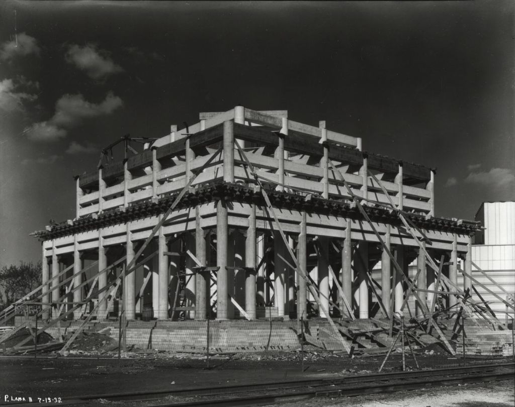 Miniature of Photo of the Lama Temple exhibit under construction at A Century of Progress.