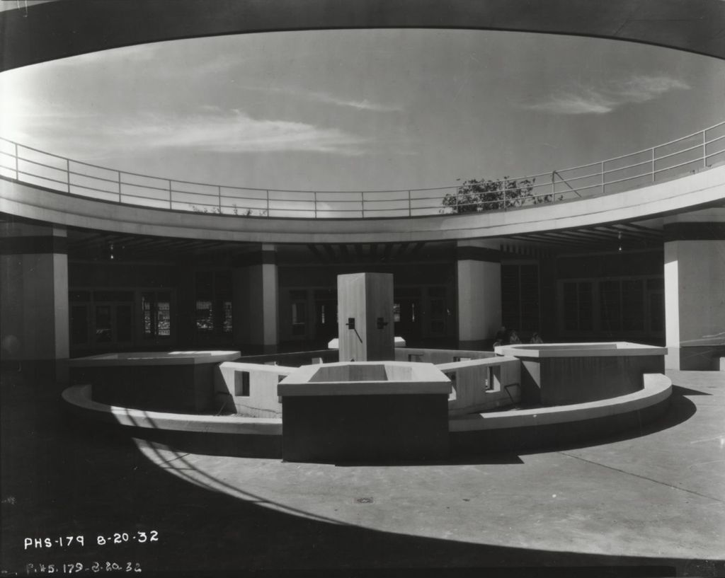 Lower level view of the Hall of Science fountain.