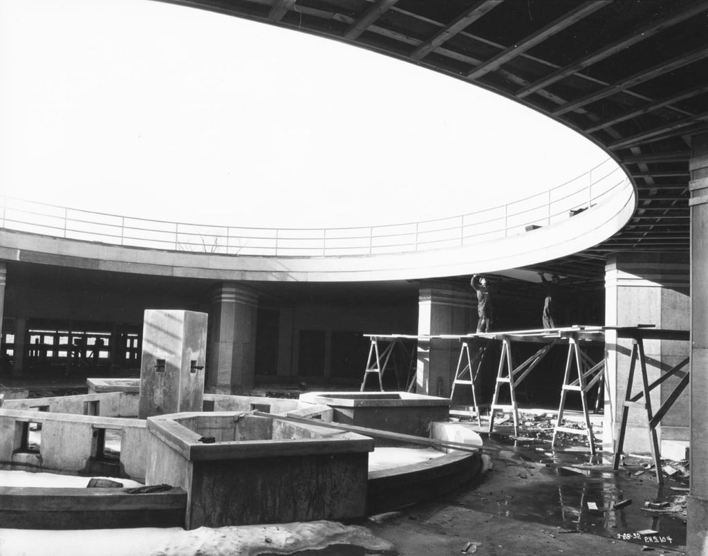 Miniature of Interior view of the Hall of Science fountain under construction.