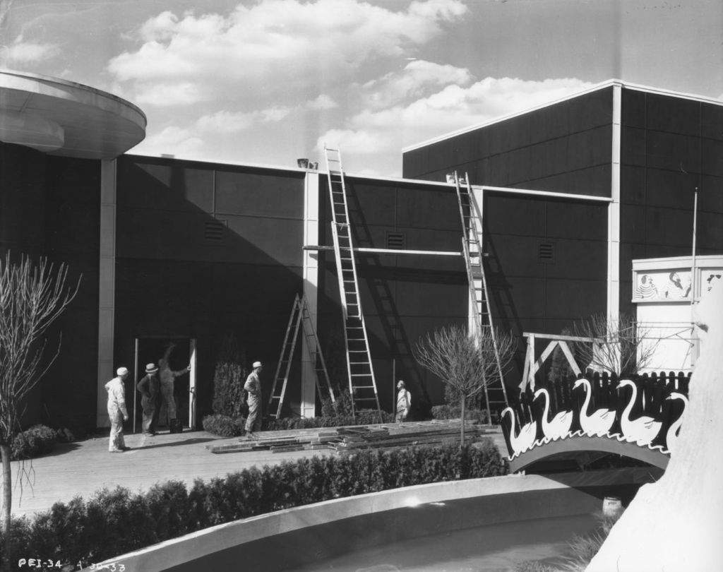 Construction of the Enchanted Island painting theater