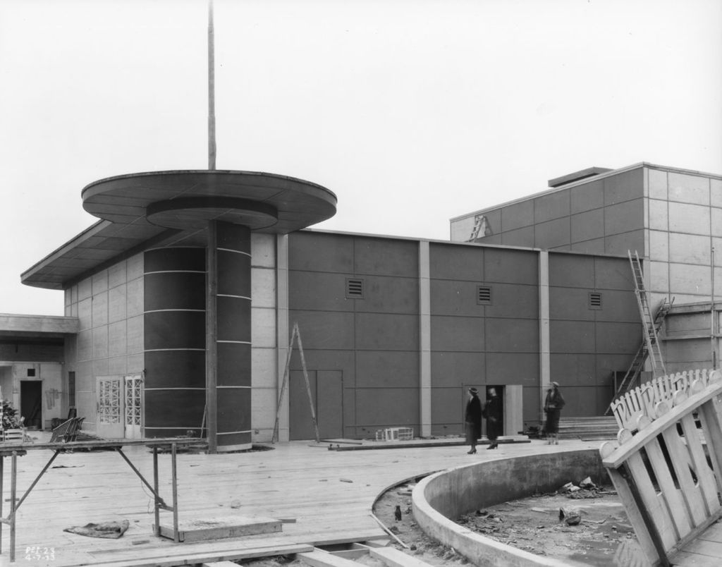 Miniature of Exterior view of the Enchanted Island theater under construction at the Century of Progress.