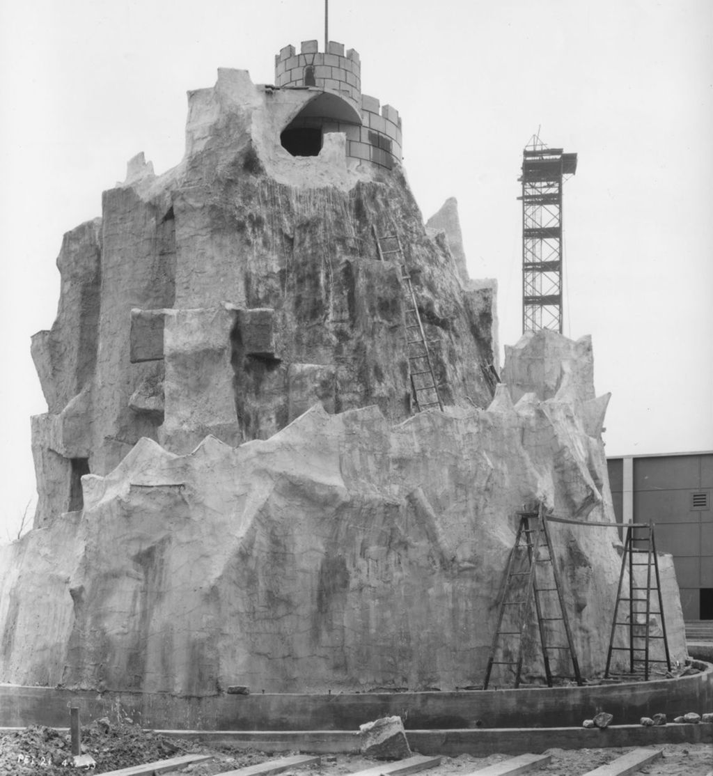 Construction of Magic Mountain for the Enchanted Island exhibit at A Century of Progress