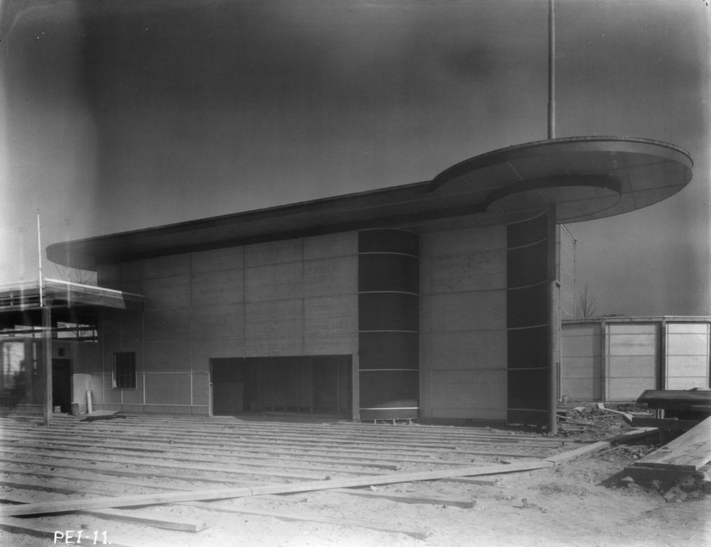 Construction of the children's theater for the Enchanted Island exhibit at A Century of Progress.