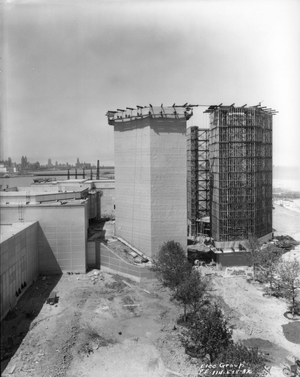 The Electrical Group building under construction, in preparation for A Century of Progress.