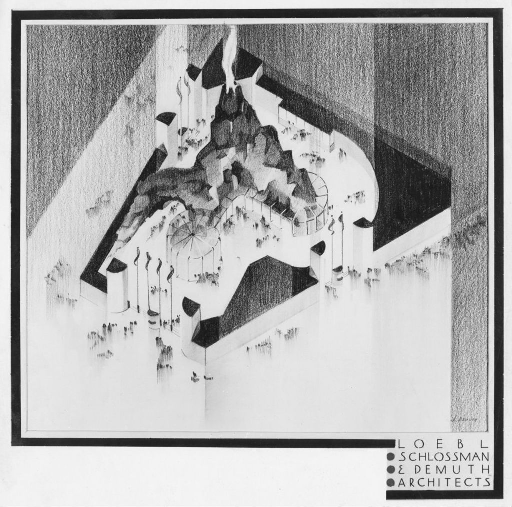 Miniature of Photo of an architectural drawing of the Century of Progress Hawaiian Gardens exhibit, which featured a model of Mt. Kilauea volcano.