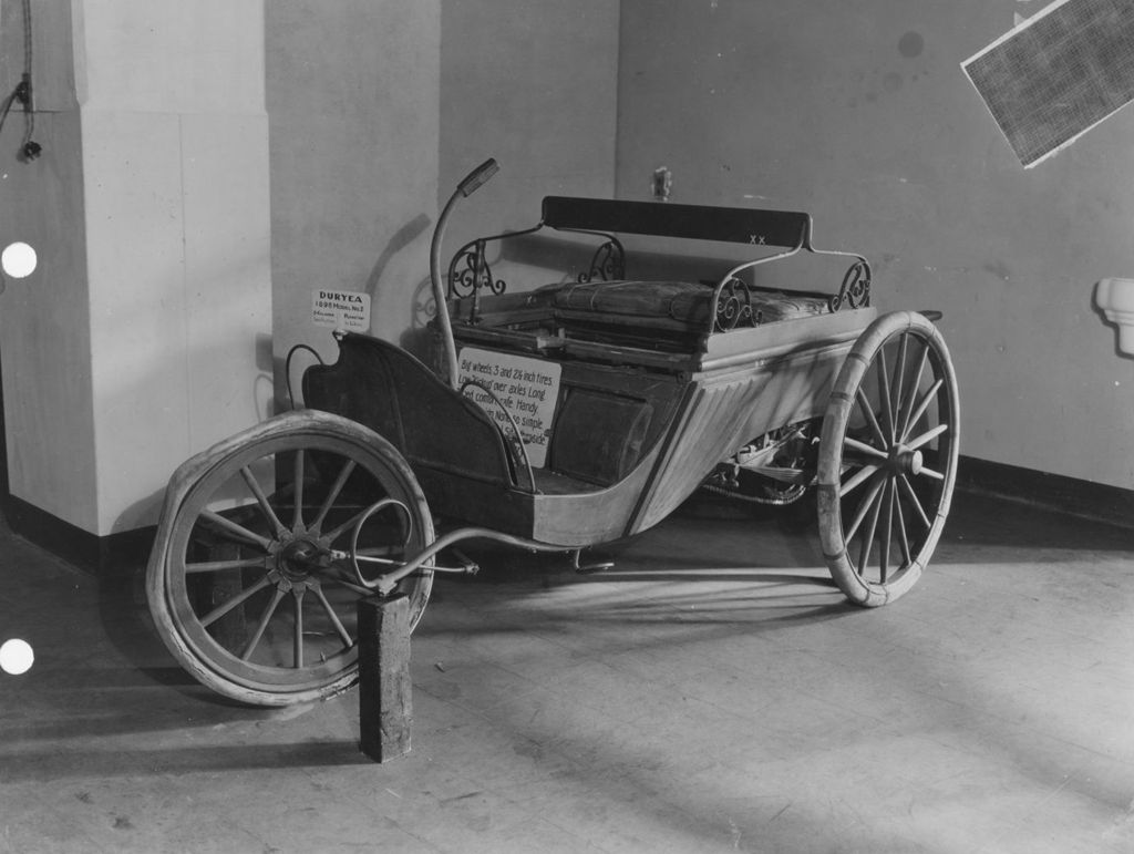 Miniature of 1898 model automobile built by the Duryea Motor Wagon Company