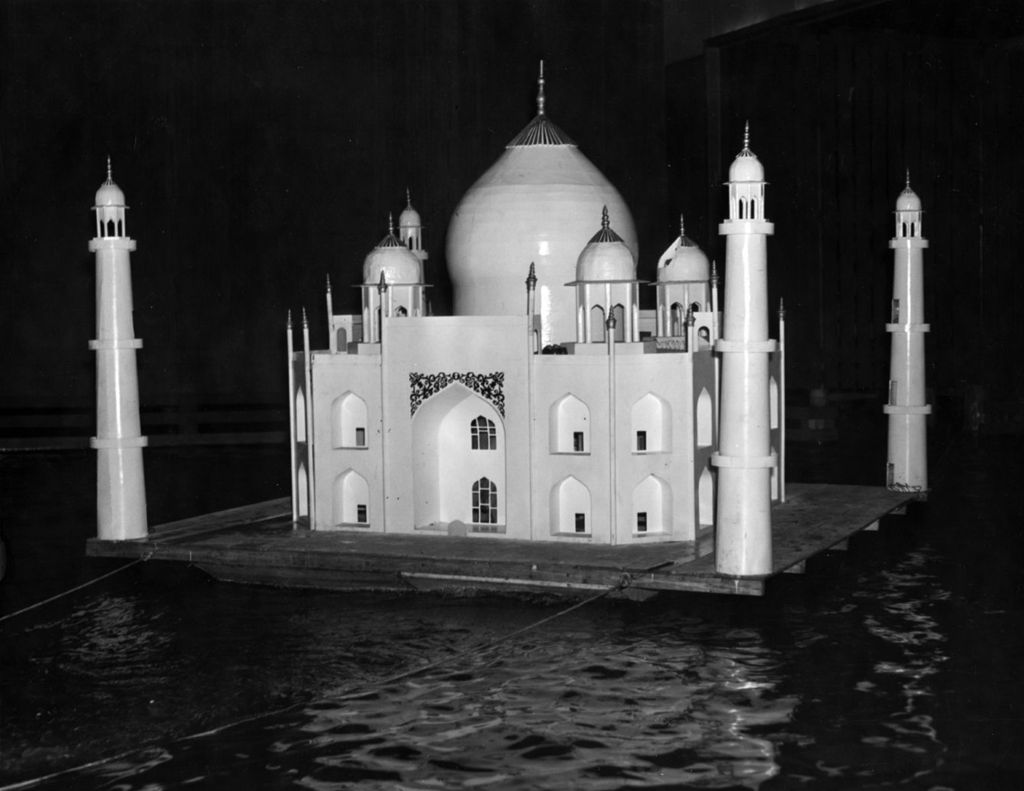 Miniature of The mosque float, which won first place at the Venetian Carnival, held in the World's Fair Lagoon.